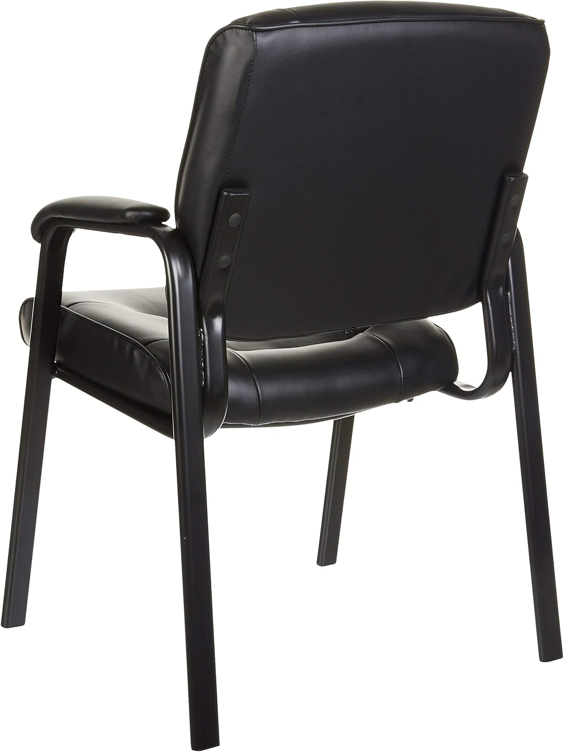 Basics Classic Leather Office Desk Guest Chair with Metal Frame, Black: Furniture & Decor