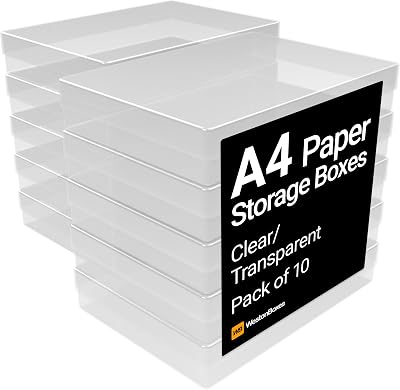 WestonBoxes A4 Transparent Plastic Craft Storage Boxes with Lids 3.6 L Pack 10