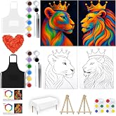 PAILIM 2 Pack Sip and Paint Kit for Adults Couples Painting Kit Pre Drawn Canvas to Paint at Home Date Night Party Favor Supplies Art Painting Set Couples Activity 8x10 Lion