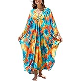 NFVNKJ Kaftan Dresses for Women Plus Size Caftan Swimsuit Cover Up, Boho Beach Dress with Batwing Sleeves
