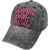 Waldeal Embroidered Camping Hair Don't Care Hat Adjustable Washed Baseball Cap for Women Men