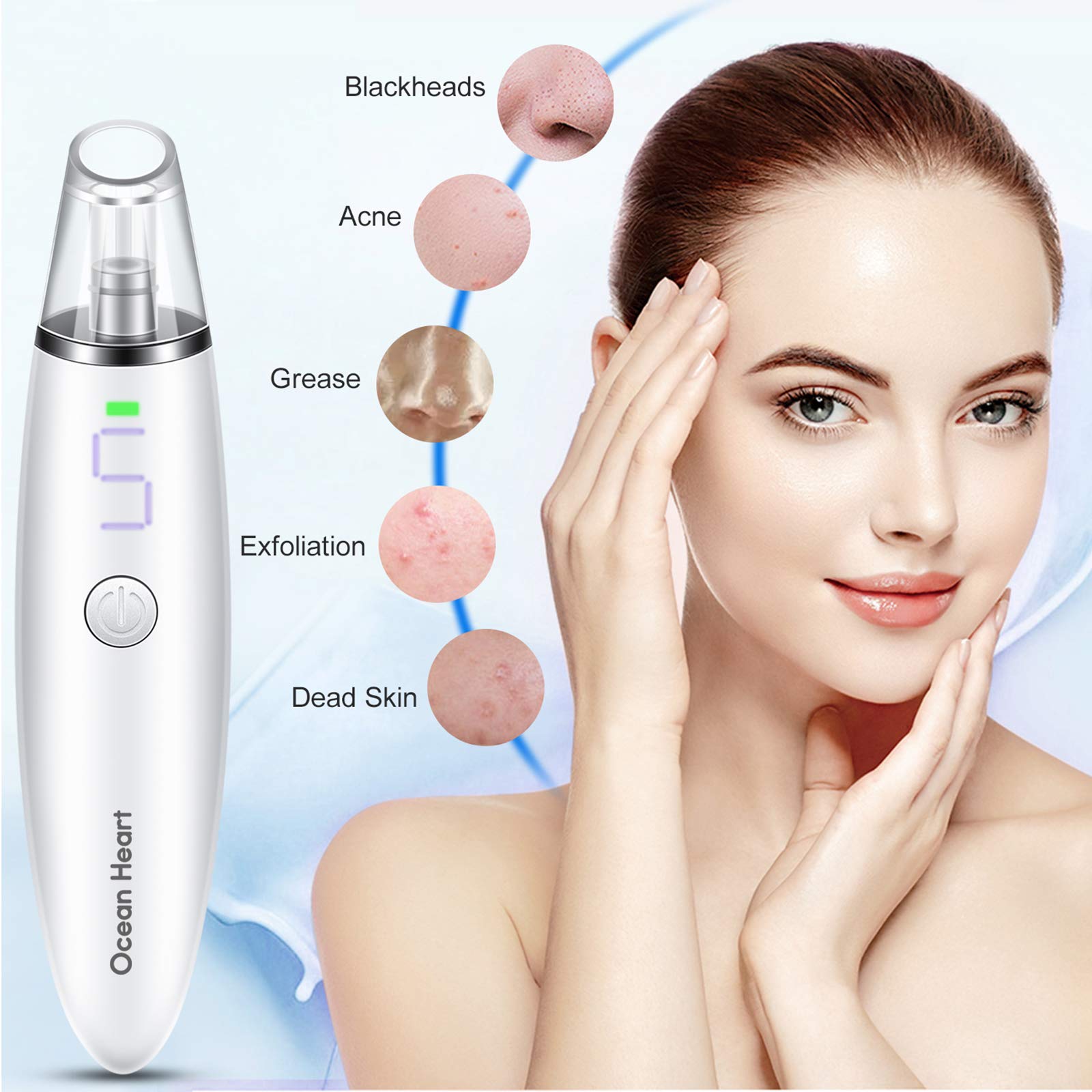 Blackhead Remover Vacuum, Pore Vacuum with 5 suction level, Powerful