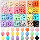 600Pcs 8mm Candy Color Matte Acrylic Round Beads, 24 Colors Assorted Plastic Bubble Gum Beads with Hole Loose Beads Bulk for Bracelets Necklace Jewelry Making DIY Crafts