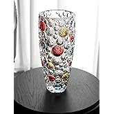 Colorful dot Crystal Glass vase 9.8 inch,Large Flower Vase,Modern Vase for Living Room, Bedroom, Kitchen, Dining Table, Mantle, Wedding. (Colorful)