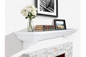 LXWZHK 48 Inch Fireplace Mantel Shelf with Corbels, Rustic Floating Shelf for Wall, Wooden Fireplace Mantle for TV Mounting & Living Room, White