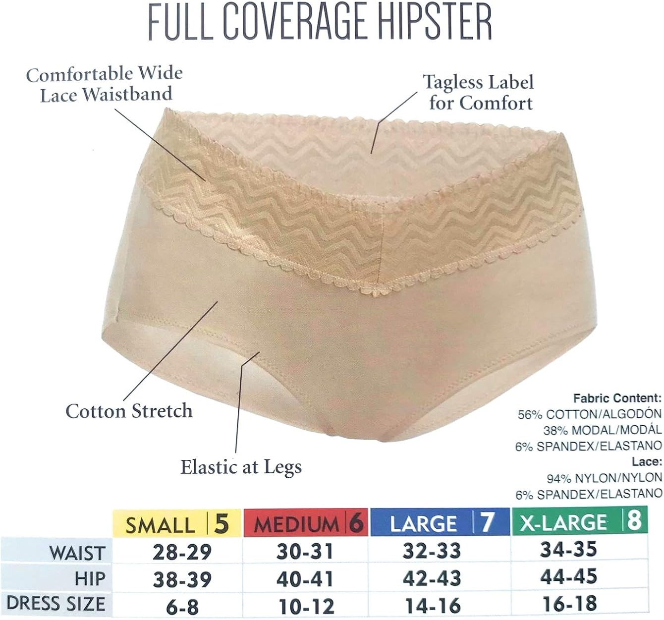 Gloria Vanderbilt Womens 5 Pack Full Coverage Hipster at  Women’s Clothing store