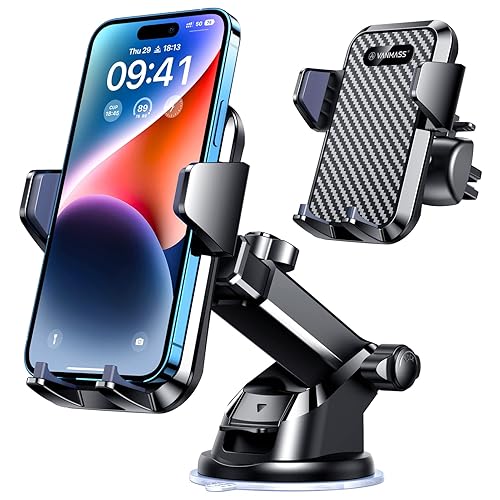 VANMASS【85+LBS Strongest Suction & Military-Grade Ultimate Car Phone Mount【Patent & Safety Certs】 Cell Phone Holder Truck for Dashboard Windshield Vent for iPhone 17 Pro Max 16 Samsung Camera Mounts