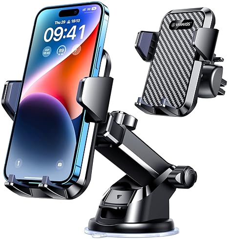 Automotive - VANMASS【85+LBS Strongest Suction & Military-Grade Ultimate Car Phone Mount【Patent & Safety Certs】 Cell Phone Holder Truck for Dashboard Windshield Vent for iPhone 17 Pro Max 16 Samsung Camera Mounts