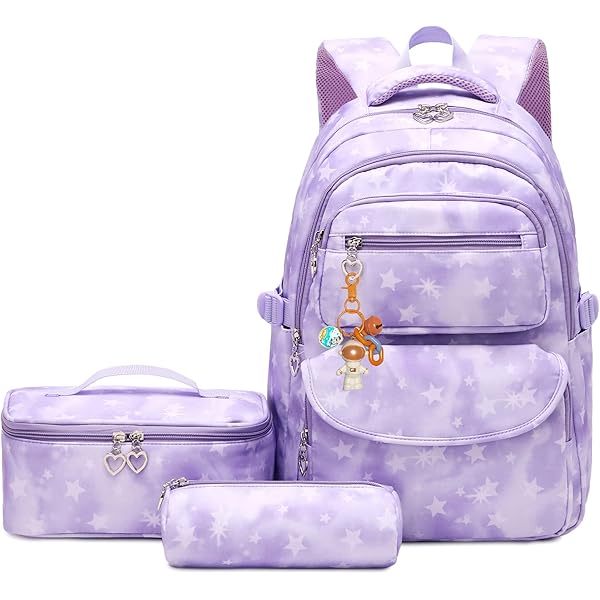 Joyfulife - Mochila Ligera Resistente Al Agua Para Adolescentes Y Niñas Con Bolsa De Almuerzo, Púrpura, Large, Mochila Para Niñas Con Fiambrera