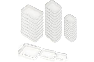CHSZCHOMER 28 pcs Mini Clear Plastic Storage Boxes with Lids - Stackable Containers for Hair Accessories, Earrings, Crafts, Sewing Supplies Bead Storage