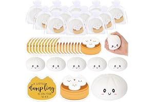 HyDren 20 Sets Christmas Squeezing Dumpling Baby Shower Favors 3.15 Inch Stress Ball Toy with New Baby Card a Little Dumpling is on The Way Gender Reveal Party Return Gifts for Guest Adult Birthday
