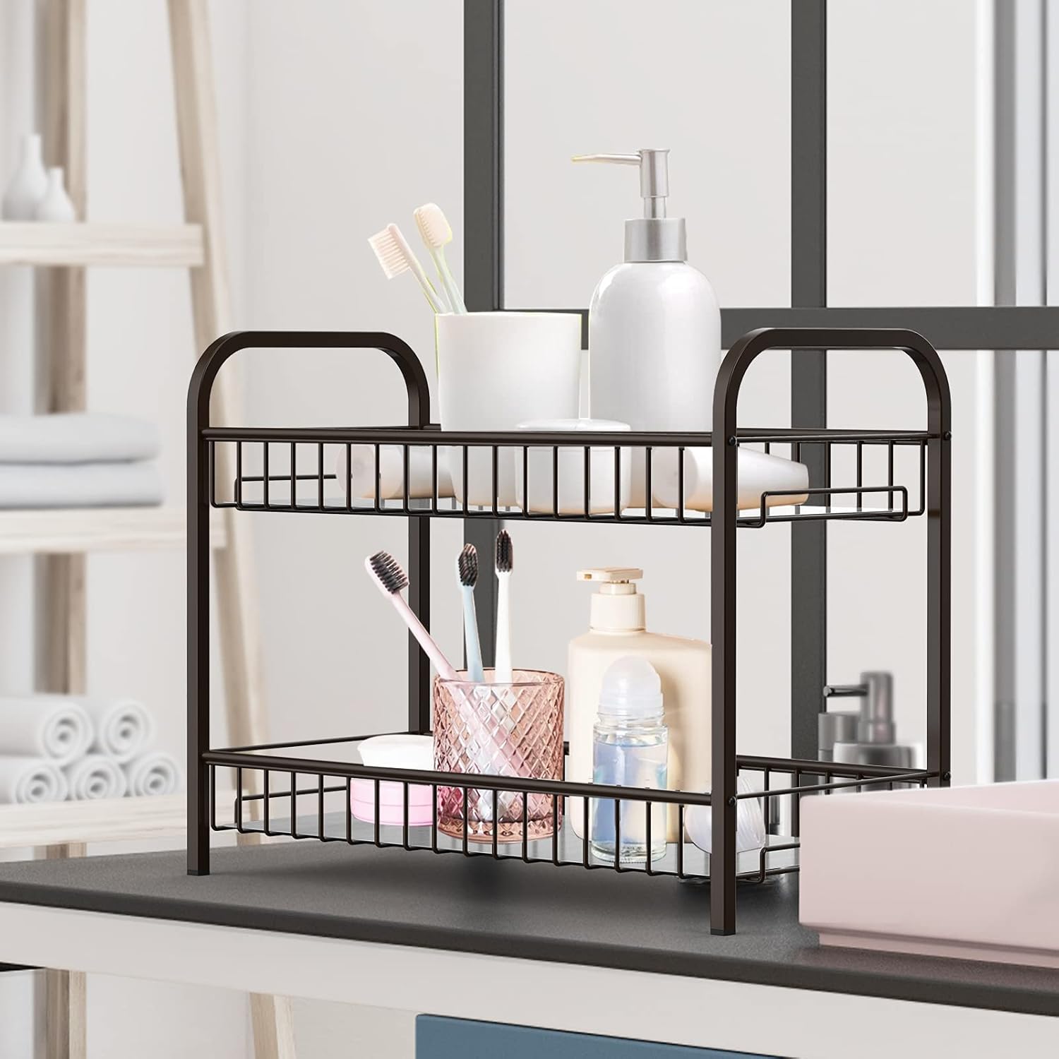 Auledio Countertop Spice Rack Organizer, Non-Slip Seasoning Storage Shelf for Pantry Cabinet, Bronze: Kitchen & Dining