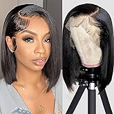 OPNGF Bob Wig Human Hair Glueless 13x4 HD Lace Front Wigs For Black Women Straight Transparent Frontal Short Human Hair Bob Wig 14 Inch Pre Plucked With Baby Hair 180% Density