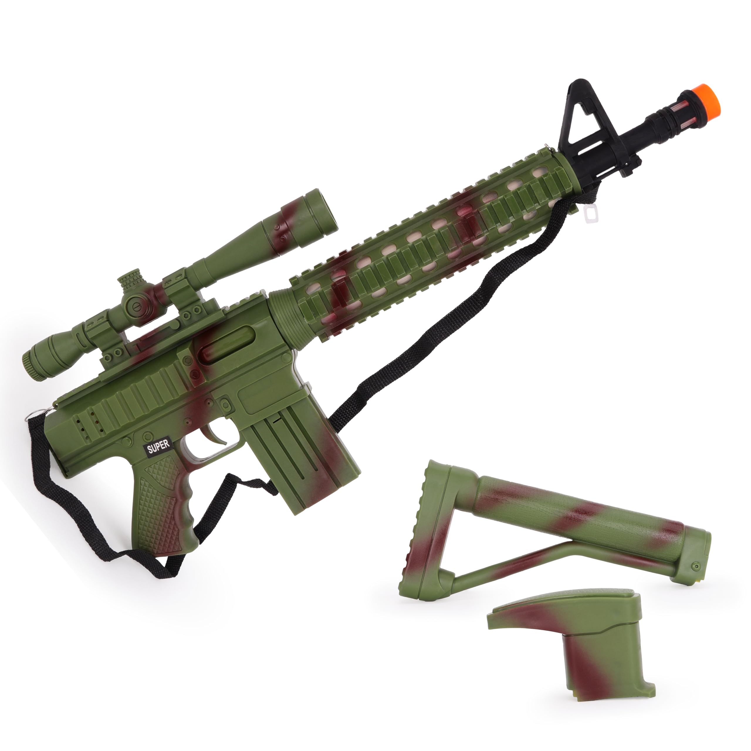 Toyland® Army Combat Toy Machine Rifle with Light & Sound Effects - Military Role Play Toy Gun with Strap - Fancy Dress Accessory for Children Age 3+
