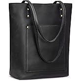 S-ZONE Women Vintage Genuine Leather Tote Bag Large Shoulder Purse Work Handbag | Vintage, Genuine Leather, Large, Purse, Work
