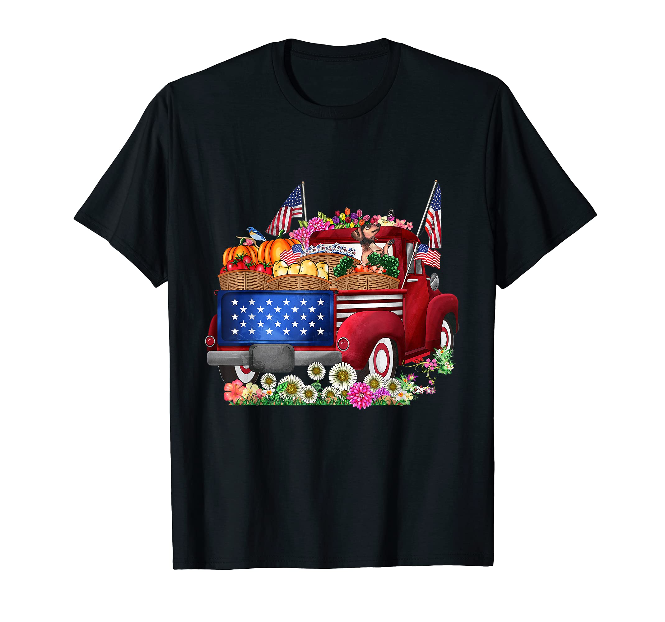 4th of July Independence Day Vintage Red Truck Cottagecore T-Shirt