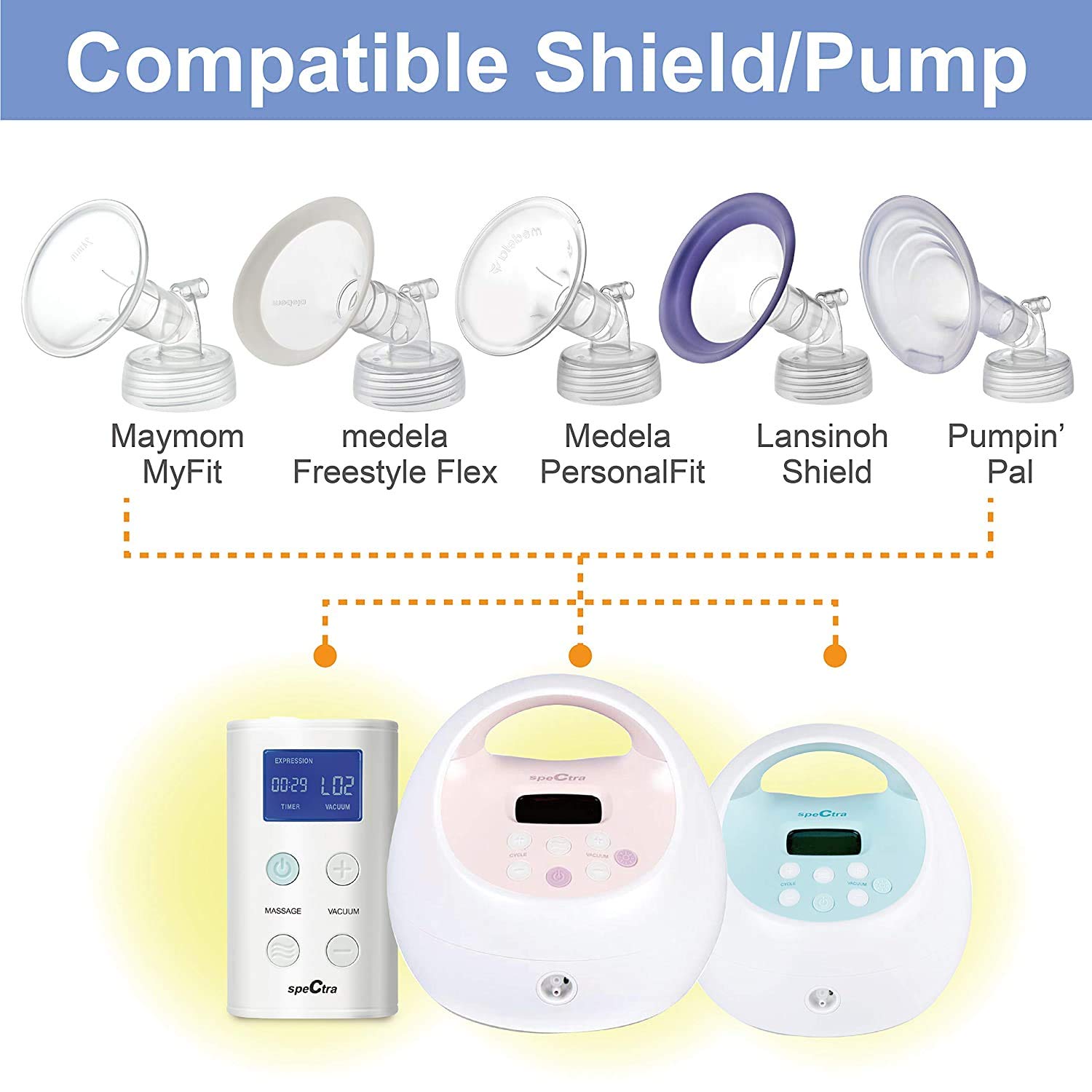 Maymom Widemouth Connector 2pc Compatible w Spectra S1 Spectra S2 Pump; Compatible with Medela PersonalFit Shield, Pumpin Pal Shield, Lansinoh Flange, Maymom MyFit Shields, MyFit Crater Shield