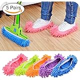 Lanting Dusting Mop Slippers, 5 Pairs Microfiber Sweeping Slippers House Floor Polishing Slippers Dusting Cleaning Foot Socks Shoes