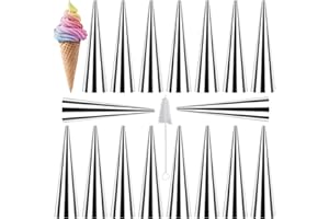 SAIVEINA Cream Horn Molds 16pcs Large Size 4.7 inch Baking Cones Stainless Steel Roll Horn Forms Conical Danish Pastry Croissant Cones Moulds