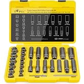Topec Deep Bolt Extractor Set 28PCS, 3/8" Drive Stud Remover kit | Spark Plug Extractor Socket Set, Lug Nut Removal Tool for Stripped, Broken, Rounded Bolts Lug Nut Stud Remove