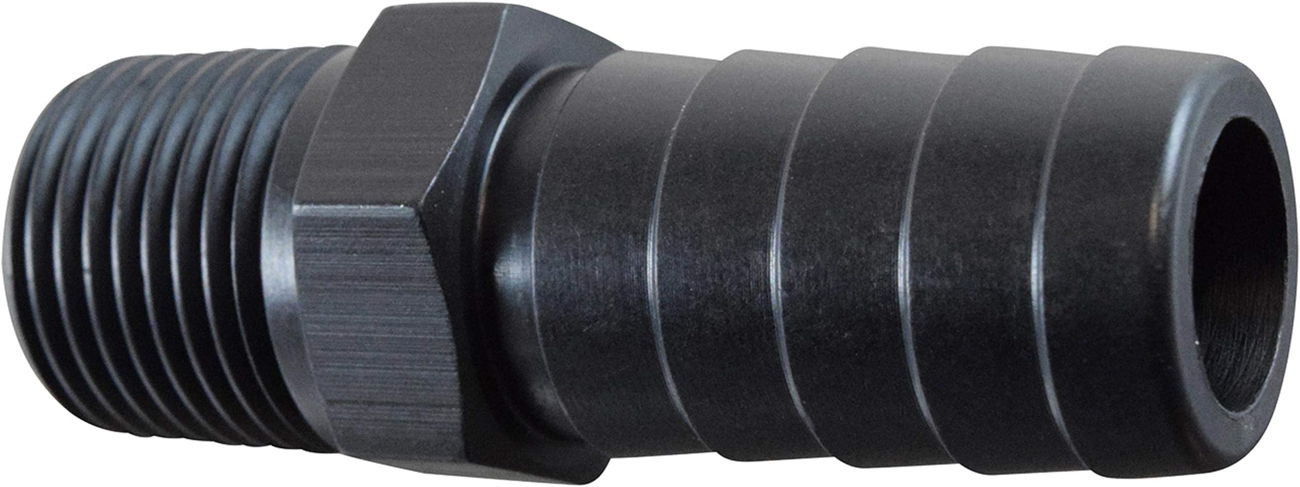 ICT Billet Straight 1/2" NPT Pipe to 3/4" .750" Hose Barb Fitting Black Billet Aluminum F500NP750BA