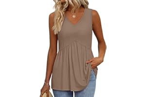 isermeo Womens Tank Tops 2026 Flowy Peplum Tops Sleeveless V Neck Babydoll Dressy Summer Tunic Tops S-XXL