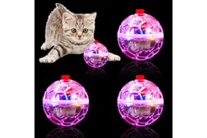 MVNIHEK 4 Piece Light Up Cat Balls Ghost Hunting Equipment, Indoor Motion-Activated Magic Cat Ball, Plastic Glowing Pet Toys