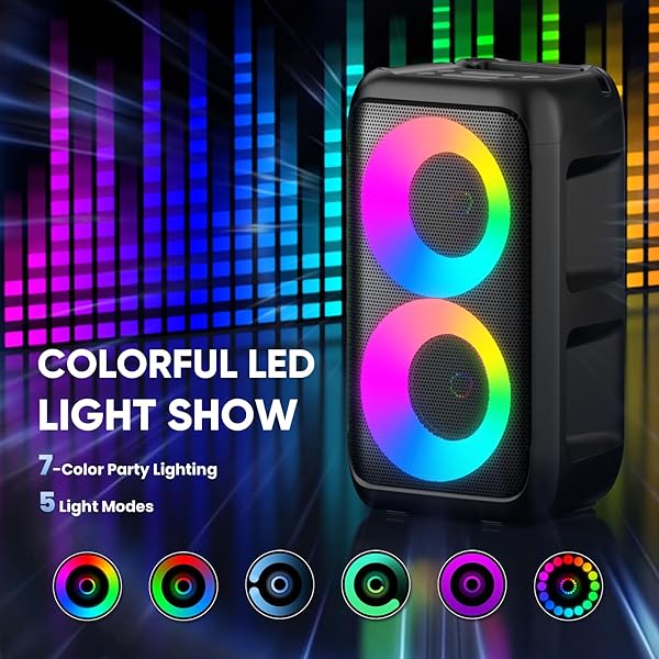 KARAOKE MACHINE FOR ADULTS KIDS, PORTABLE BLUETOOTH SPEAKER WITH 2 WIRELESS MICROPHONES, TWS MODE & LED LIGHT, 10H BATTERY PA SYSTEM STAGE MONITORS,PERFECT FOR HOME PARTY OUTDOOR BIRTHDAY GIFTS(BLACK)