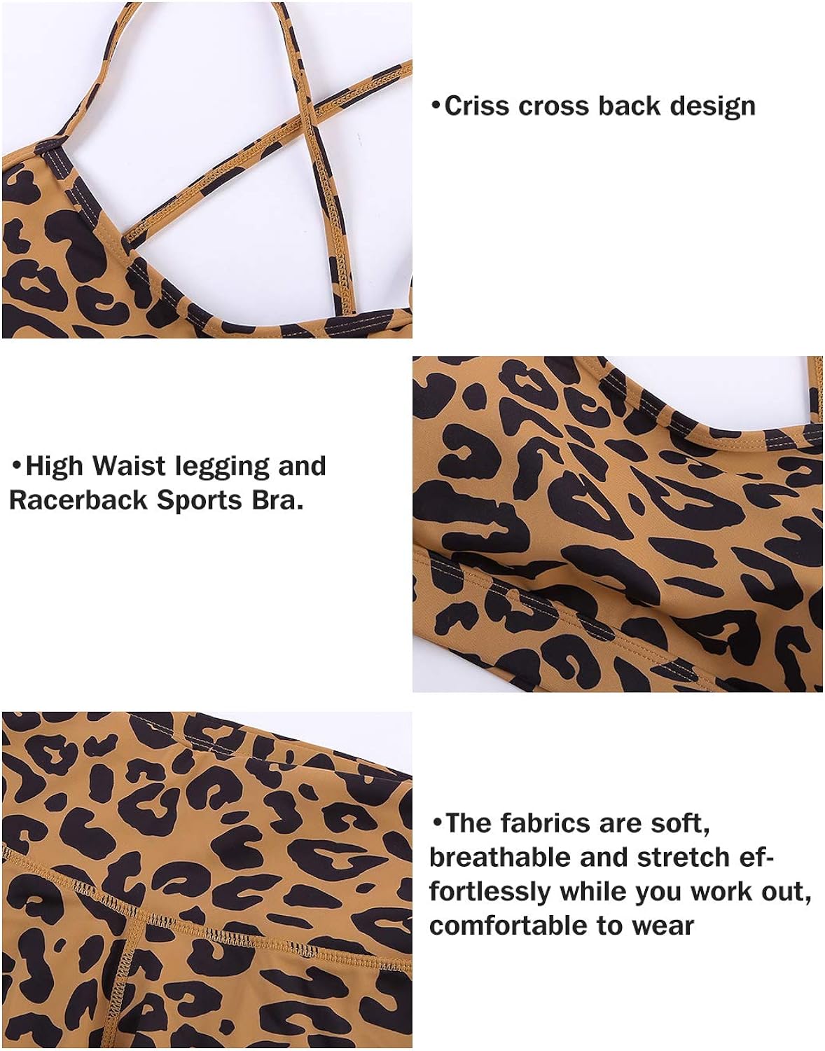 Aleumdr Womens Yoga Outfits 2 Piece Set Workout Athletic Leopard Print Shorts Leggings and Sports Bra Set Gym Clothes at  Women’s Clothing store