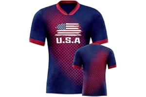 Ewucxo Men's Soccer Jersey Shirts Flag Polka Dot Pattern Uniforms Fashion Shirts Gifts for Soccer Fans Men S-3XL
