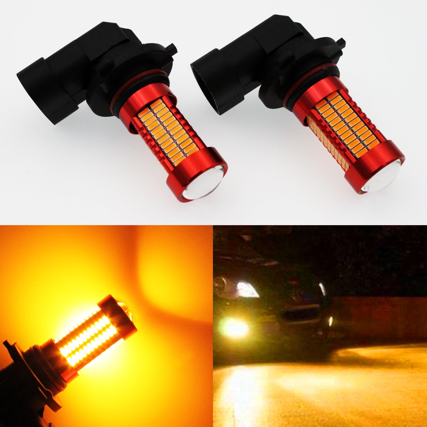 AutoTime 9005 9006 LED DRL Fog Light Super Bright 4014 Chipsets Amber LED Daytime Running Light