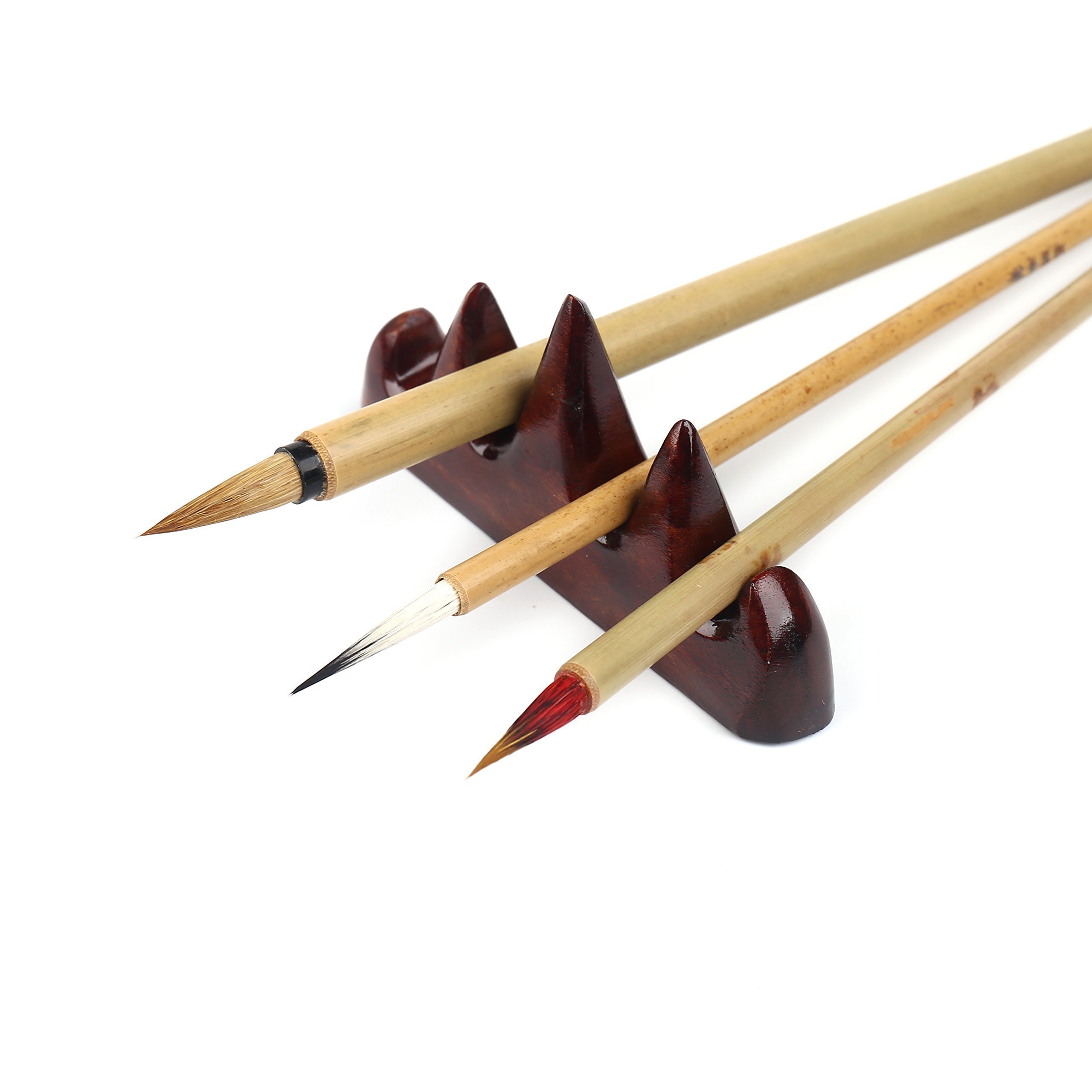 Corcio Shanlian Hubi Writing Brush Watercolor Chinese Calligraphy Brush Set Kanji Japanese Sumi Painting Drawing Brushes 10 piece/set+Roll-up Bamboo Brush Holder