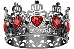 JITINX Cake Crown, Princess Little Crown Heart shaped Diamond Crown, Flower Bouquet Accessories Crowns, Mini Crown, Birthday Cake Baking Decoration Paper Cup Cake Decoration (Mini Black Red)