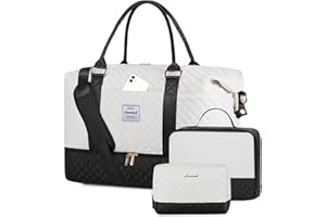 LOVEVOOK Travel Weekender Bag for Women, Carry on Overnight with Shoe Compartment, Travel Duffle Women, Yoga Gym Duffel with Wet Pocket, Hospital Bags for Labor and Delivery, 3 Pcs Set