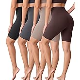 VALANDY Creamlush 4 Pack Biker Shorts Women-8" High Waisted Stretchy Soft Yoga Lounge Shorts