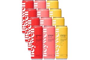 Heywell Sparkling Adaptogenic, Water Energy and Focus, Energy Variety Pack, 12 Fluid Ounce (Pack of 12) - Caffeinated, Organic, Non GMO, Vegan, Gluten Free, Dairy Free