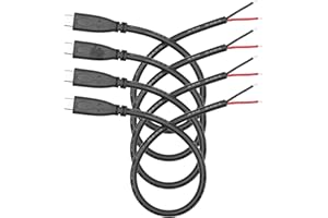 4Pcs USB C to 2 Pin Bare Wire Open End Power Cable 1FT, USB Type C Male Plug 2 Pin Pigtail Cable 18AWG 6A, for USB Type C Equ