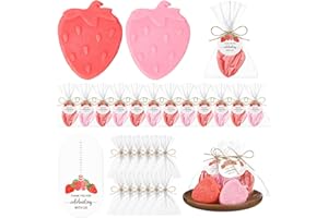 Leelosp 20 Sets Strawberry Soap Strawberry Baby Shower Favors Red and Pink Handmade Soaps with Thank You Tags Return Gift Bag for Guests Girl Gender Reveal Party Favor