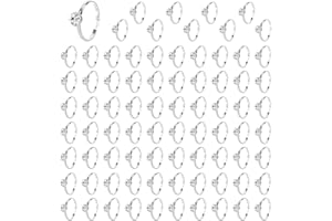 Mikovivi 80pcs Bridal Shower Diamond Rings, Adjustable Fake Engagement Rings Bulk Party Favors for Wedding Table Decorations Decor Cupcake Toppers Bachelorette Party Games and Gift Accents