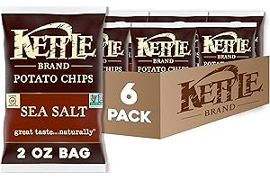 Kettle Brand Potato Chips, Sea Salt Kettle Chips, Snack Bag, 2 Oz (Pack of 6)