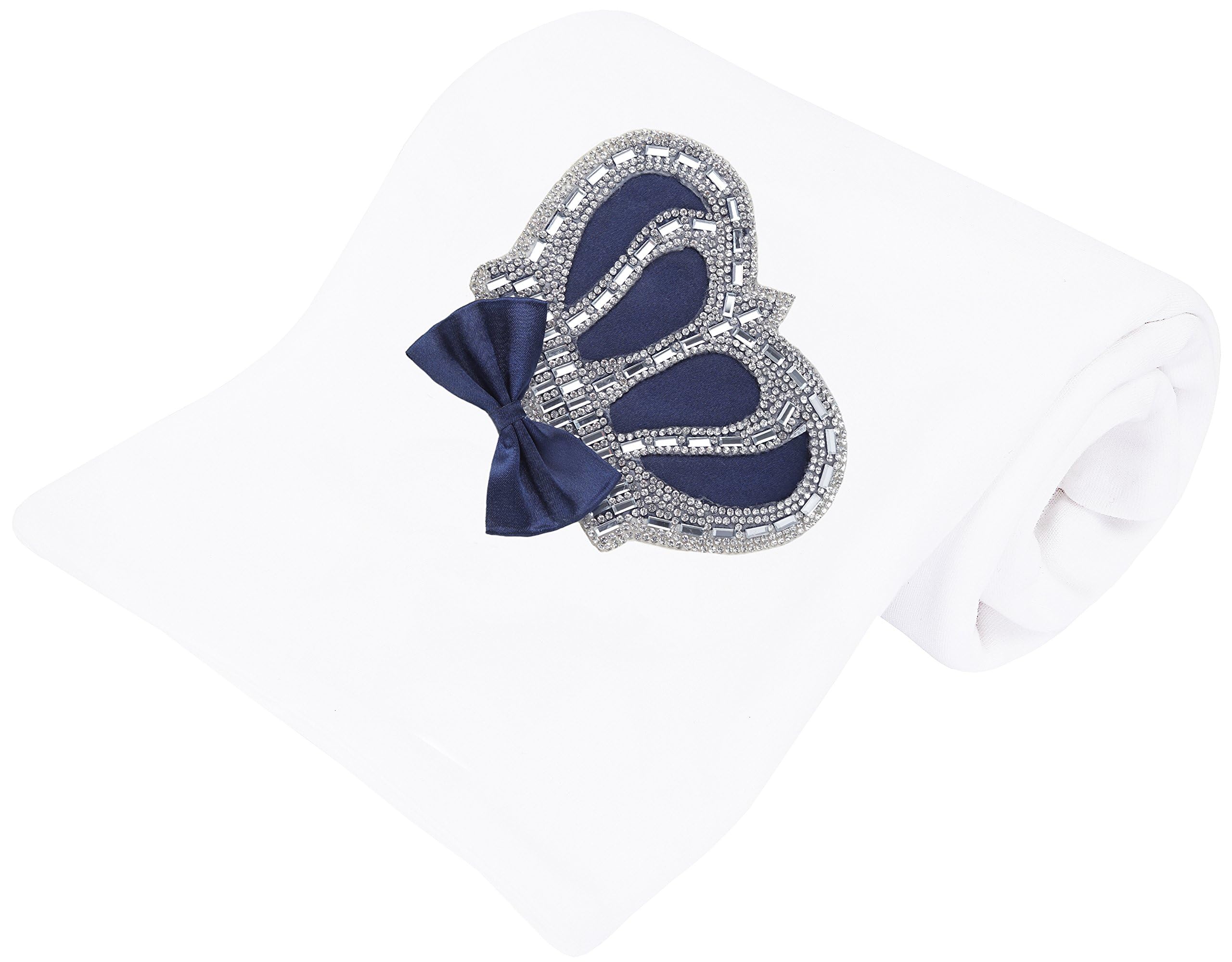 Lilax Baby Boy Newborn Crown Jewels Swaddle Receiving Blanket Navy 34 X 30
