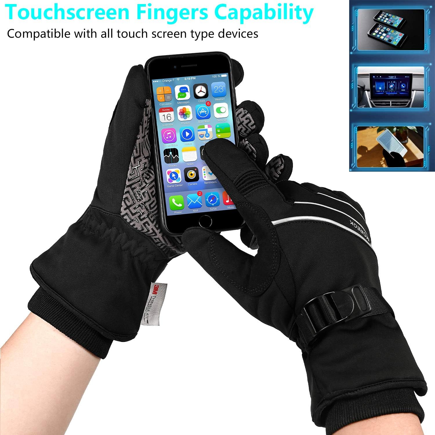 Waterproof & Windproof Winter Gloves for Men and Women, -30°F 3M Thinsulate Thermal Gloves Touch Screen Warm Gloves for Skiing, Cycling, Motorcycle, Running, Outdoor Sports : Clothing