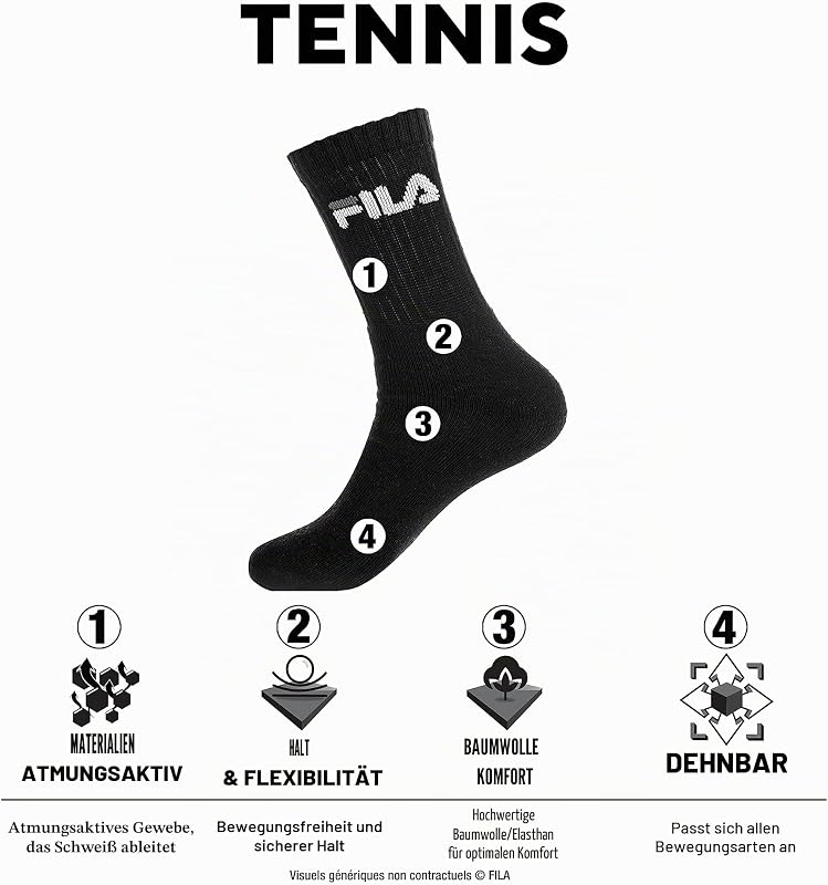 Herren Sportsocken FILA/AM/TNX6 (6er Pack), Weiß, 39/42