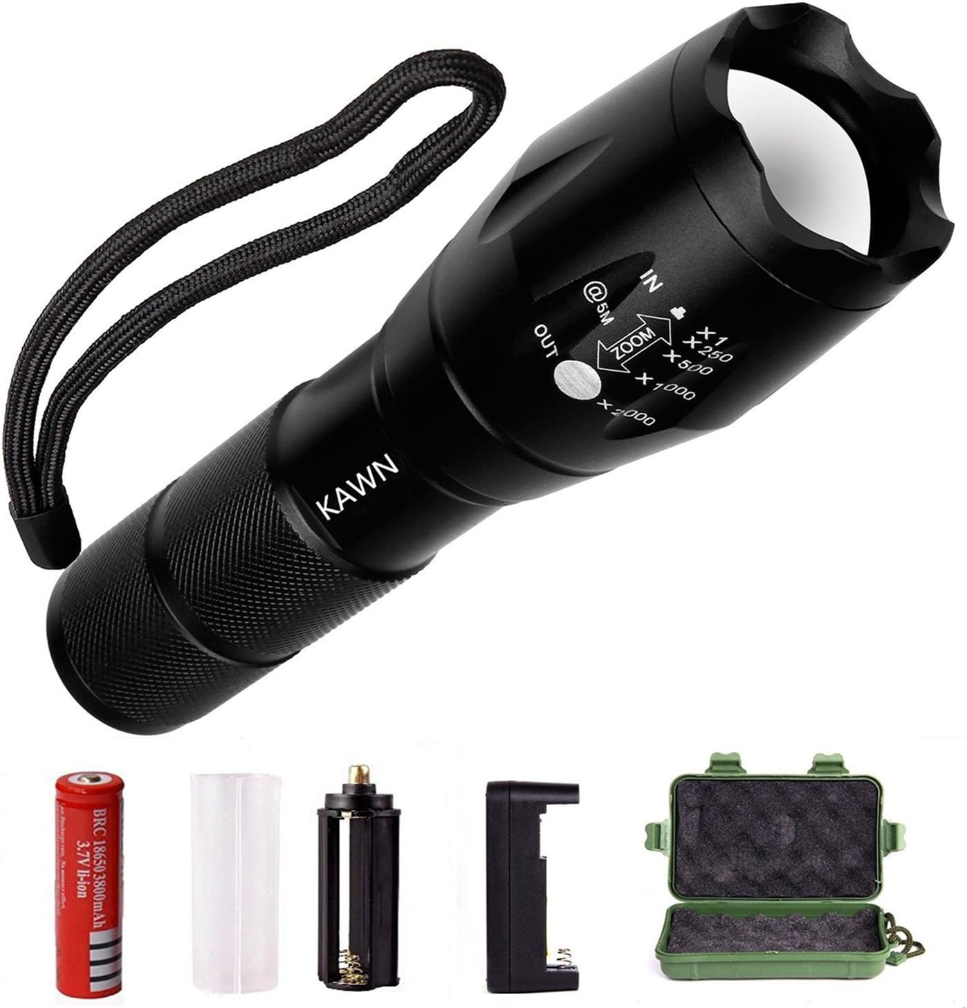 PowerTac LED Tactical Flashlight, Cree Xml T6 Brightest Tactical Flashlight Outdoor Handheld Zoomable Flashlight with 5 Modes, Adjustable Focus Torch