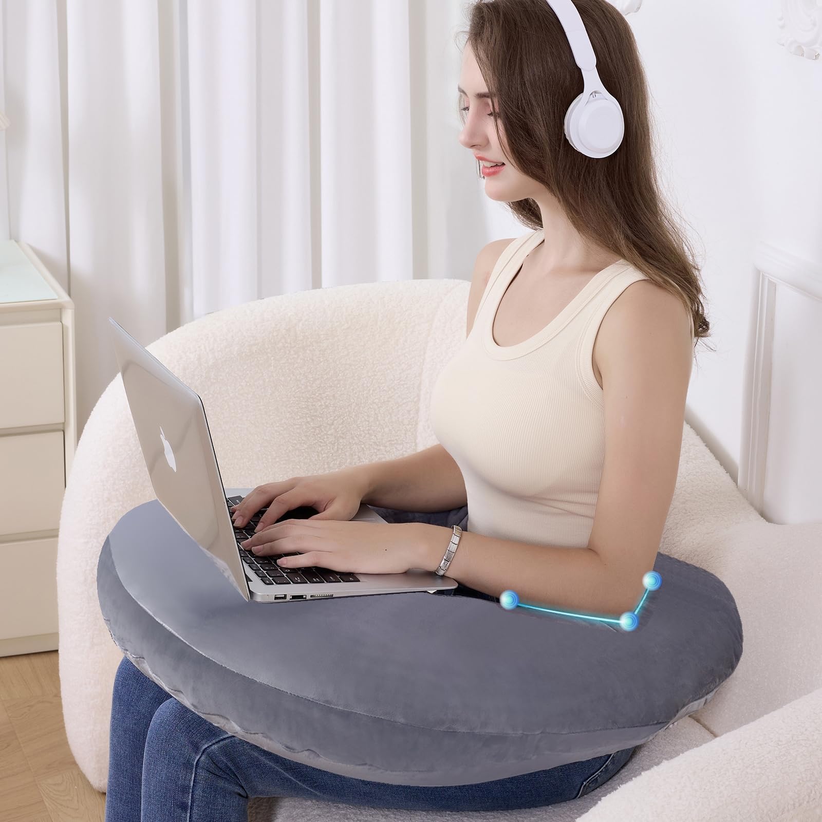 Photo 1 of AHUAWA Reading Pillow for Gaming, Lap Desk Pillow Crochet Pillow Ergonomic Arm Support for Sitting in Bed or Couch, Pain Relief and Fatigue for Gaming, Reading, Crocheting, Playing & Working