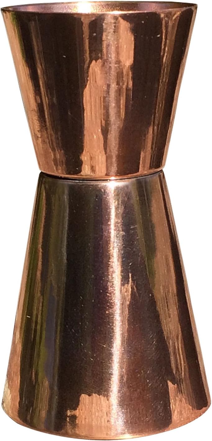 Sirqit Copper Double Jigger Shot Glass 100% Premium Copper, Great Companion for Moscow Mules & Cocktails, 2 oz/1 oz Measure Shot