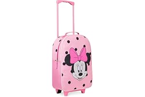 Disney Kids Suitcase - Foldable Trolley Bag 47 x 30cm, 2 Wheels Extendable Handle - Kids Gifts (Pink Minnie)
