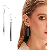 925 Sterling Silver Earrings Dangle Earrings Linear Drop Statement Earrings for Women Teen Girls