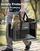 Pecute Cat Carrier XL Extra Stable Handbag with Safety Belt Breathable Mesh for view 3