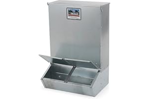 Brower 2 Door Heavy Duty Galvanized Steel Alloy Supplement Outdoor Hog Feeder with Free Acting Doors for 8 Full Grown Hogs and Pigs